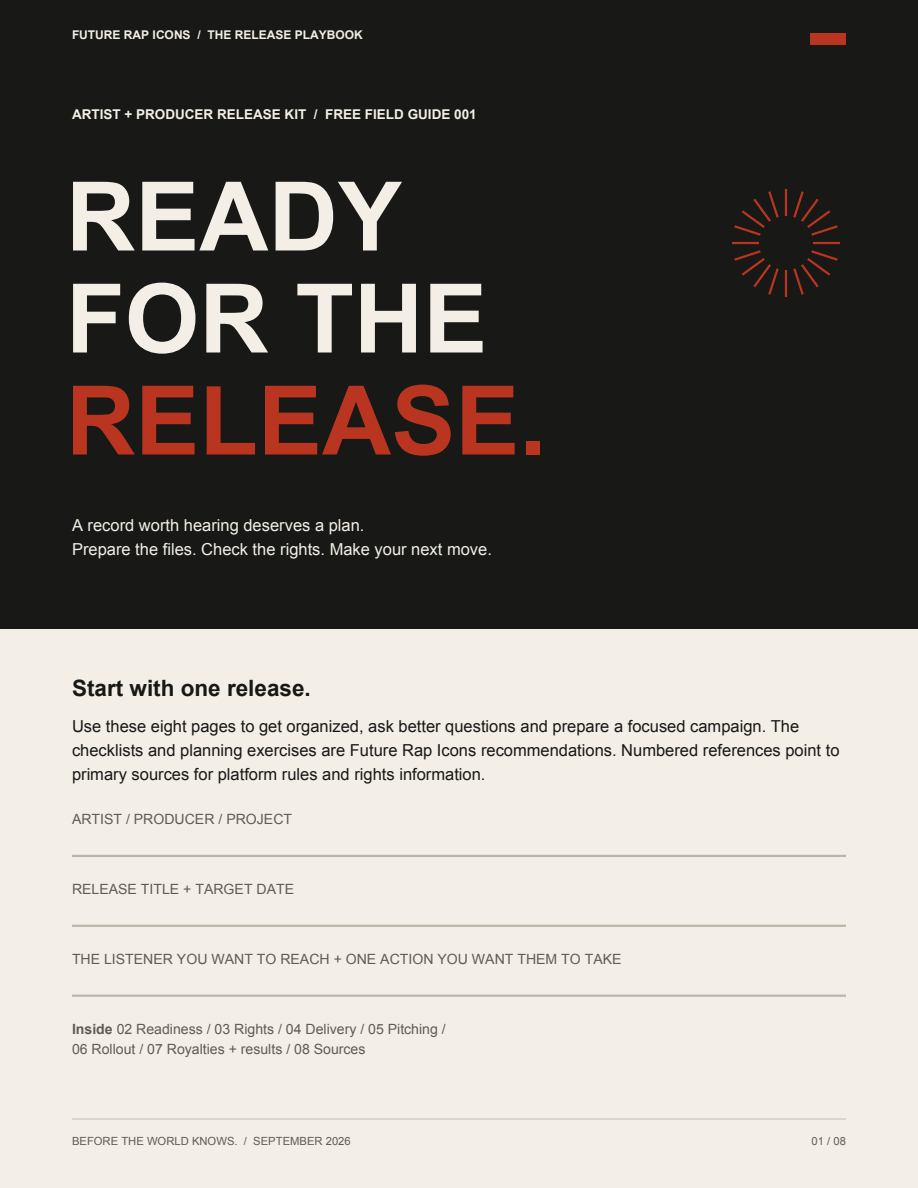 Ready for the Release — the eight-page Future Rap Icons playbook